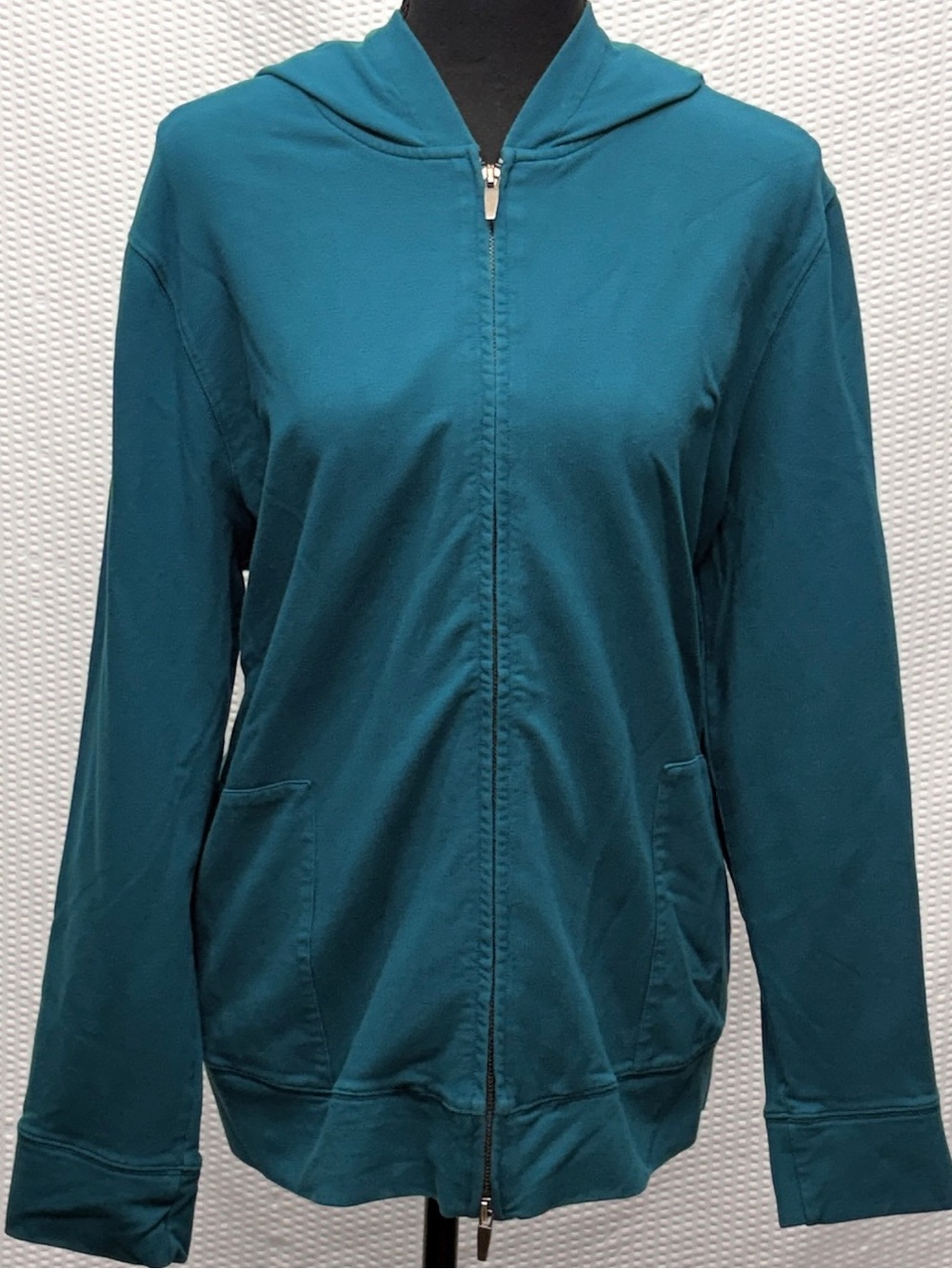 Talbots Woman Hoodie Women’s 2X Teal Blue Zip Up Cotton Modal Sweatshirt